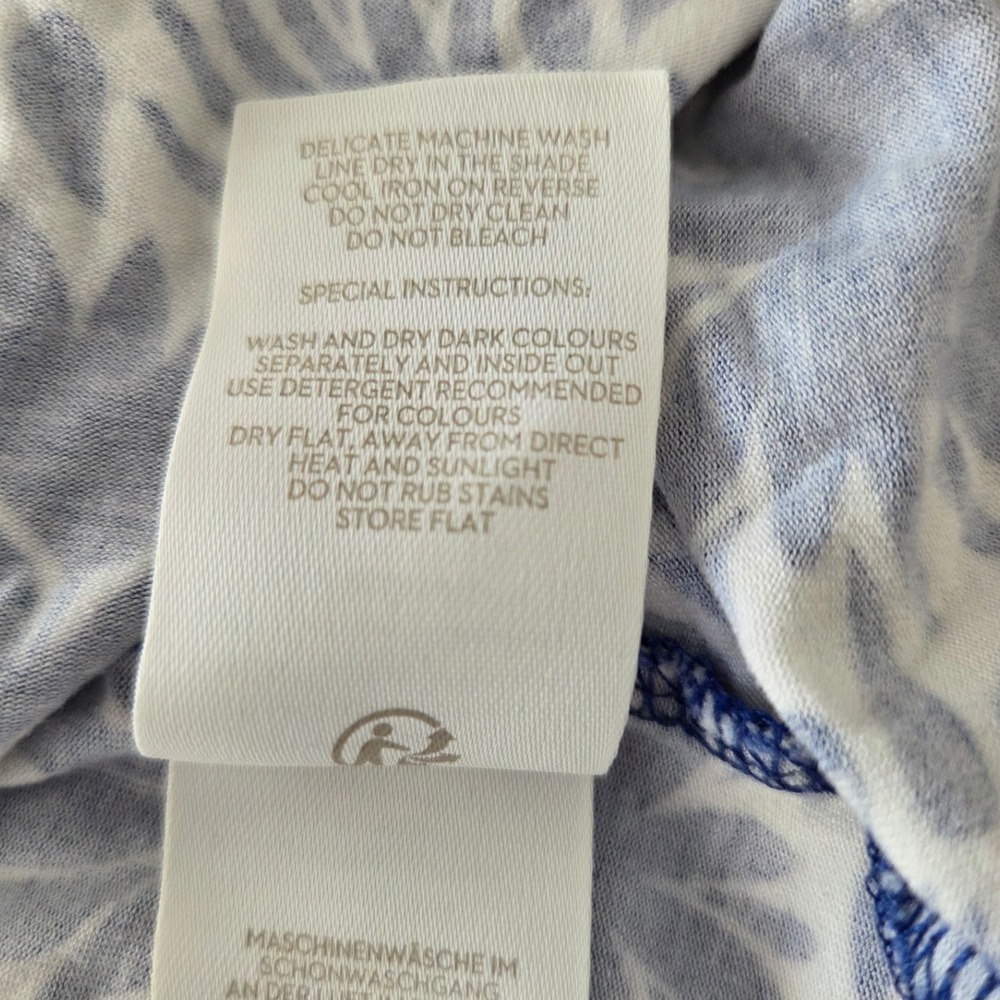Boden Lucie Jersey Blue White Bird Floral Print 3/4 Sleeve Tunic Dress Sz 6 - Picture 6 of 6